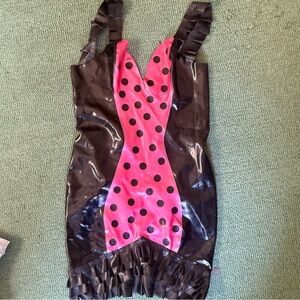 Small Latex Black and Hot Pink Polka Dot Latex Dress